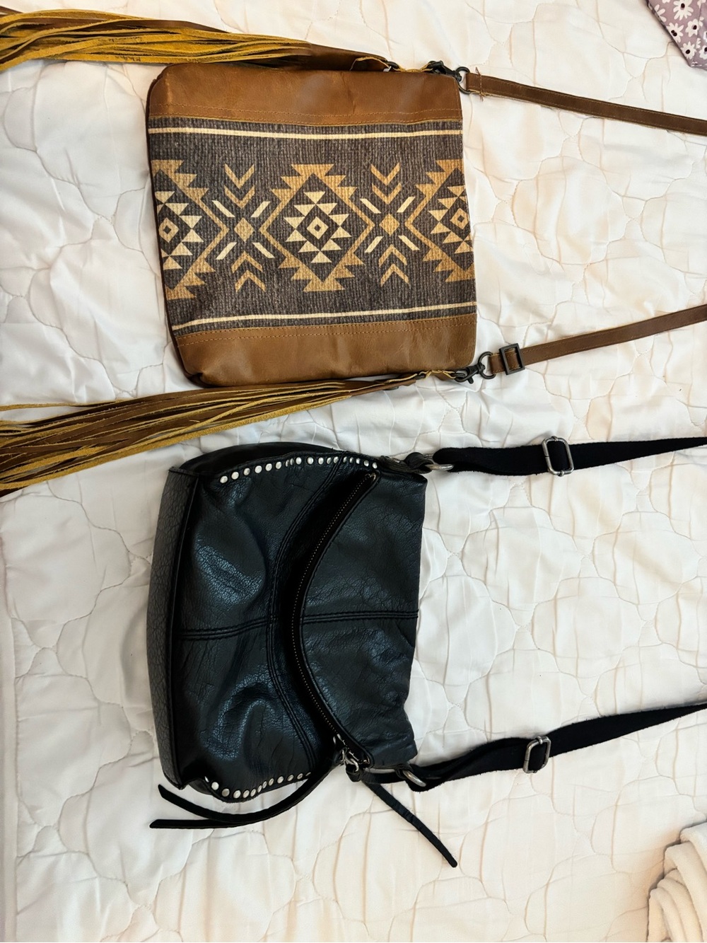 Fringe Aztec Crossbody and Studded Crossbody bundle